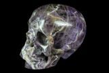 Realistic, Carved Chevron Amethyst Skull #116681-3